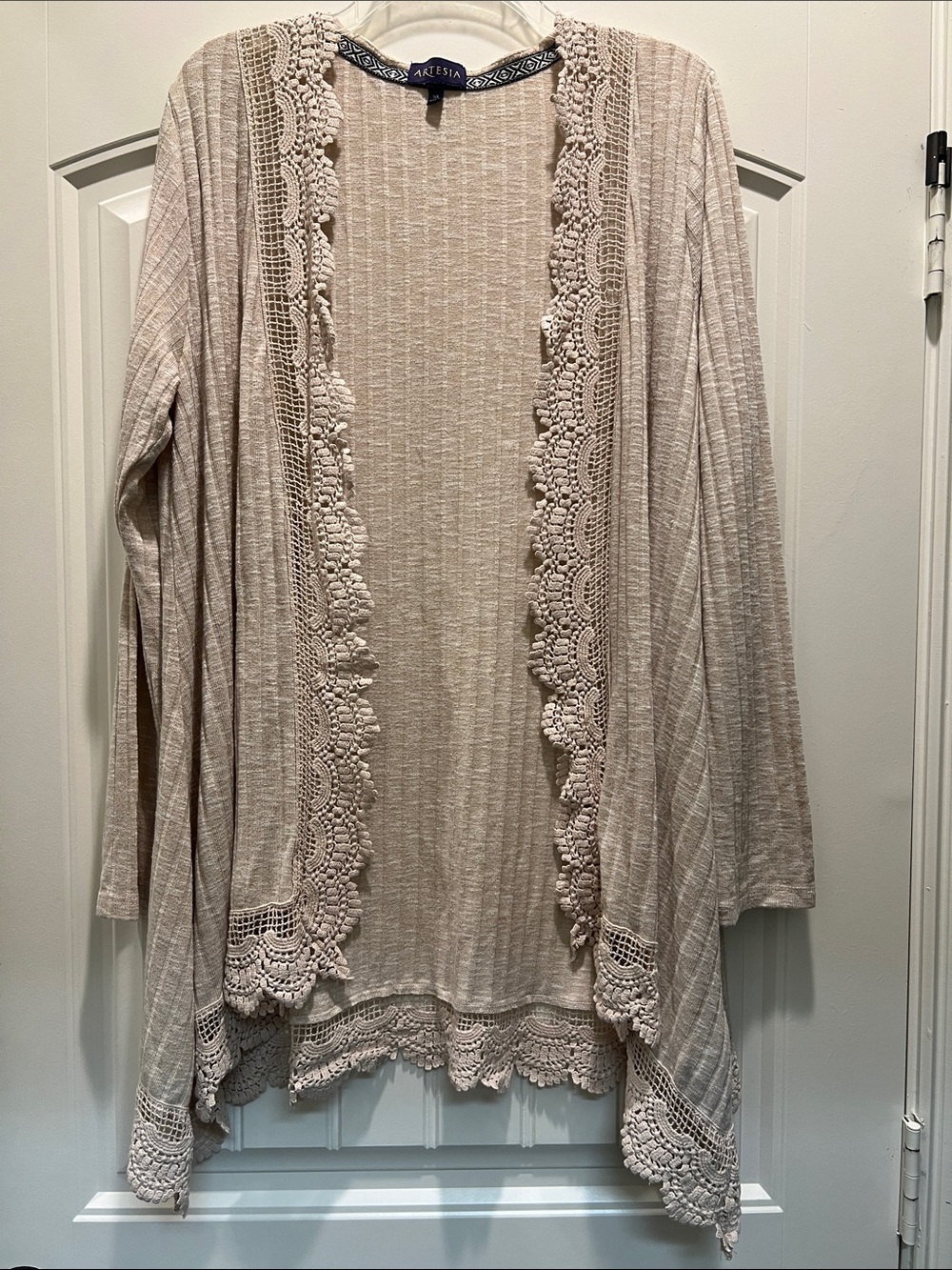 NWOT Cream Crochet-Trim Open Front Women's Cardigan